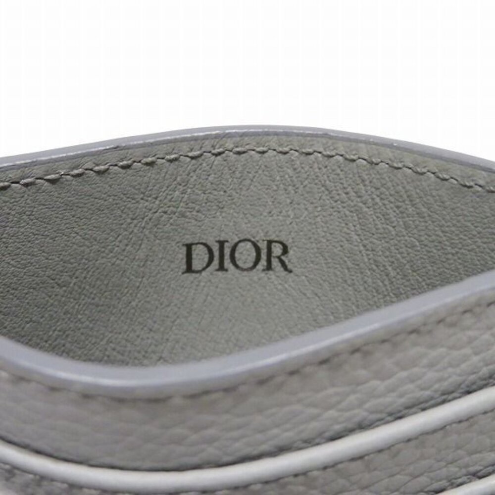 Dior CD Icon Card Holder Case Gray Leather - Picture 4 of 9